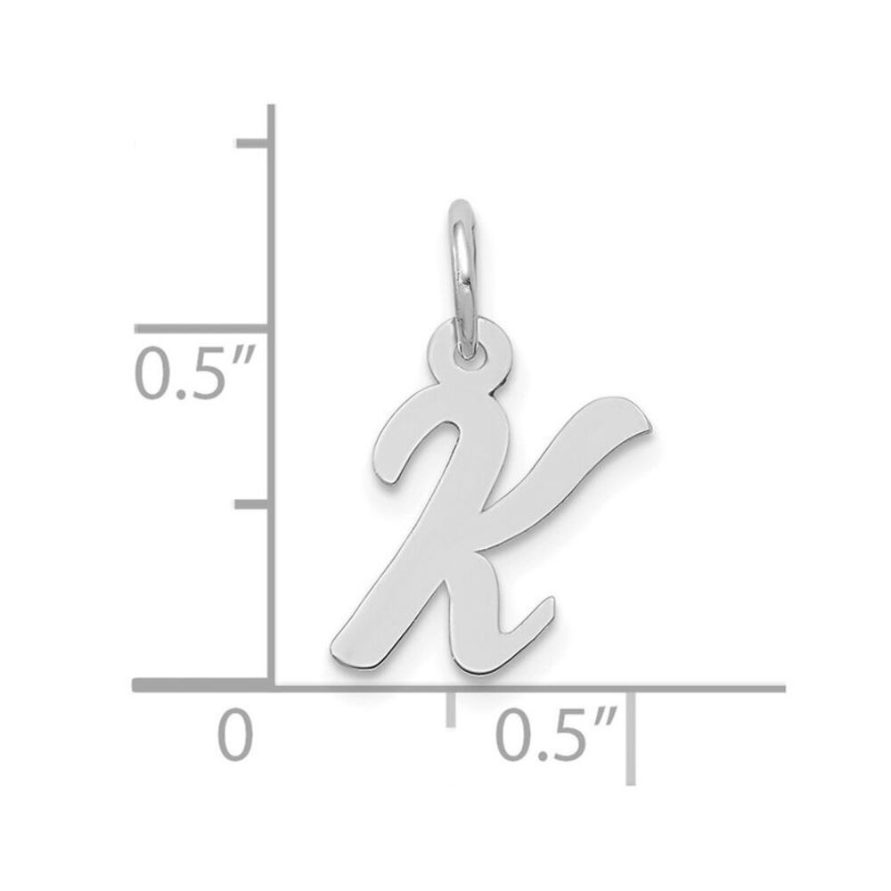 10k White Gold Small Script Initial K Charm - image 2